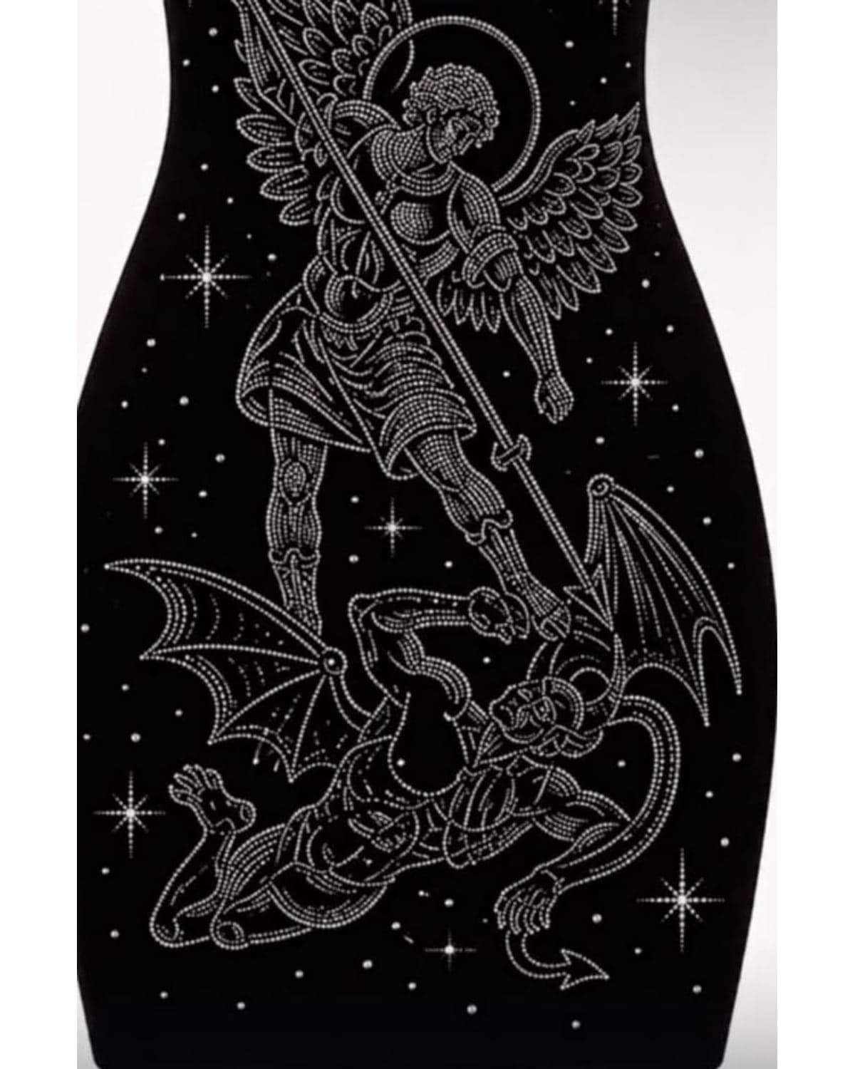 The Archangel Dress, black with a studded archangel